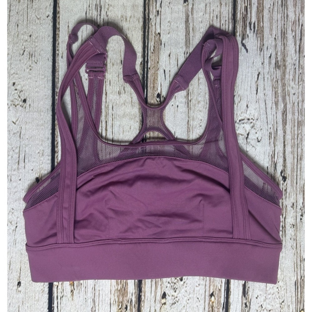 Alo Yoga Scope Sports Bra Dark Pink XS Strappy Mesh Adjustable Straps